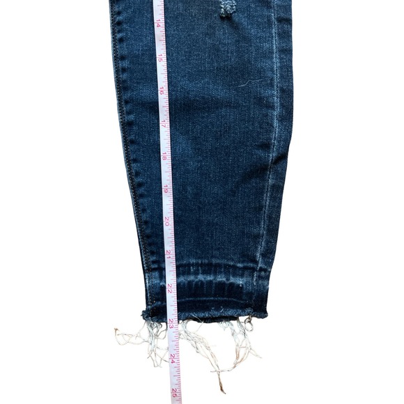 SPANX, Blue Distressed Denim Pull On Fray Hem Legging Jeans, Size XS - Picture 7 of 7